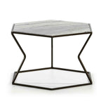 Mesa de Centro 61x61x41 Mármol Claro/Metal Marrón Oscuro