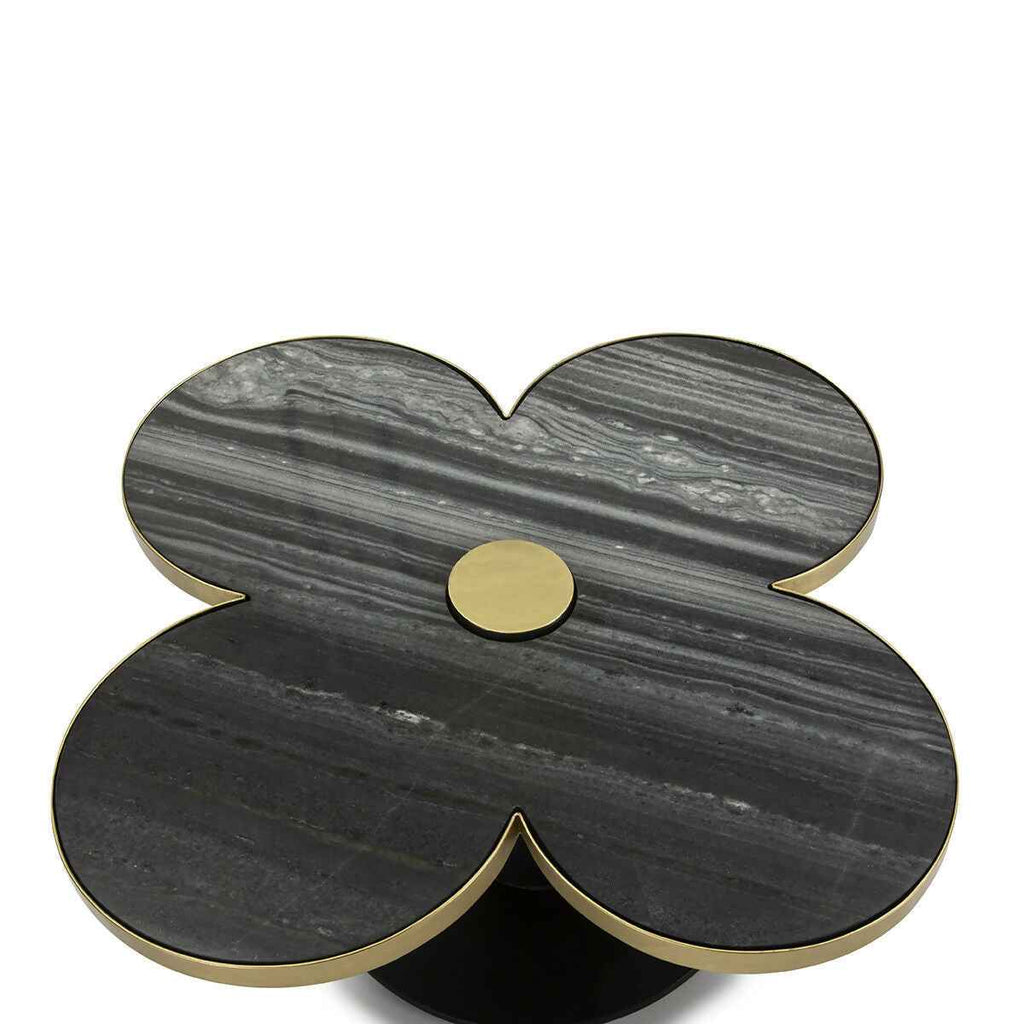 Mesa de Centro 91x91x33 Granito Negro/Metal Dorado/Negro