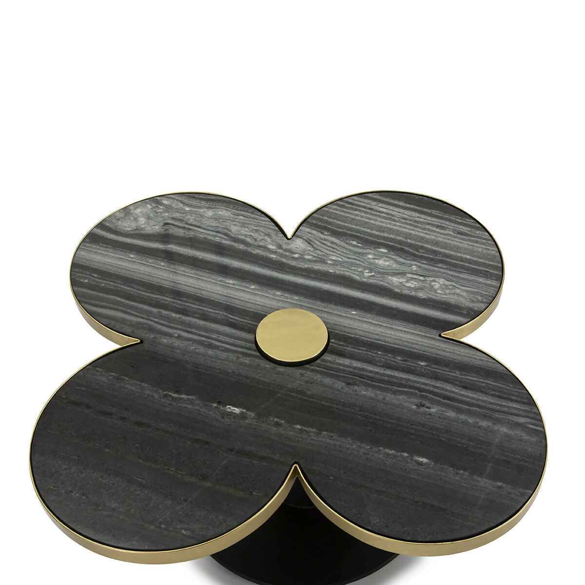 Mesa de Centro 91x91x33 Granito Negro/Metal Dorado/Negro