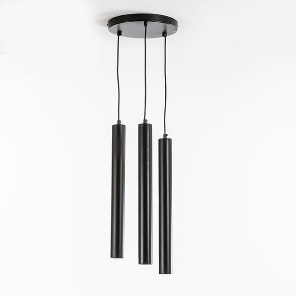 Llum de sostre 26x5x50/135 cm de metall negre (3 tubs)
