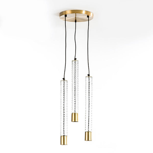 Lámpara de techo 26x5x50/135 cm de cristal y metal bronce (3 tubos)