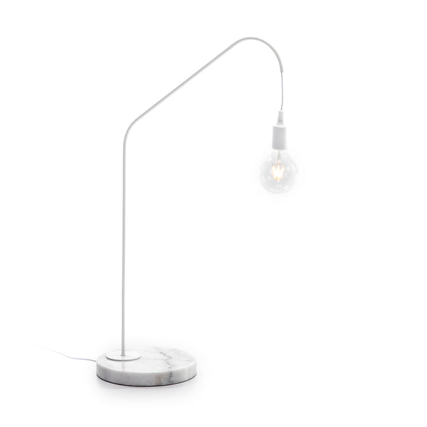 Lámpara de sobremesa 35x25x58 cm de mármol y metal blanco