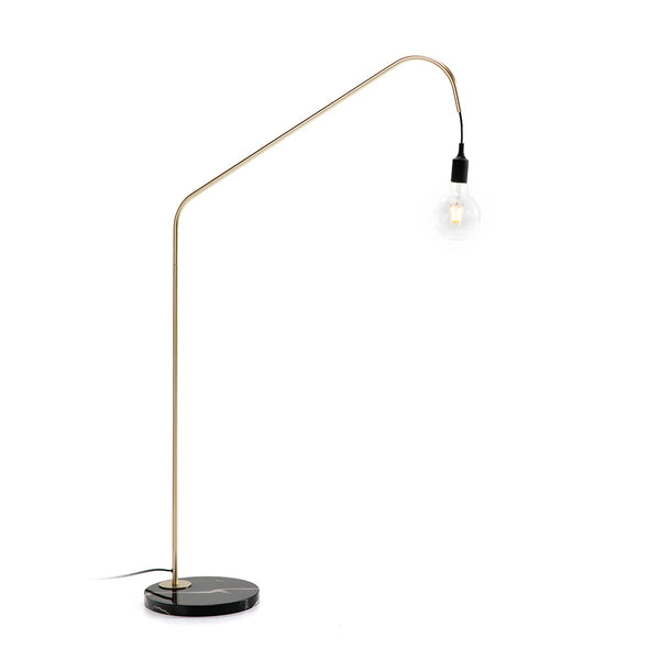 Lámpara de pie 80x30x142 cm de mármol negro y metal dorado