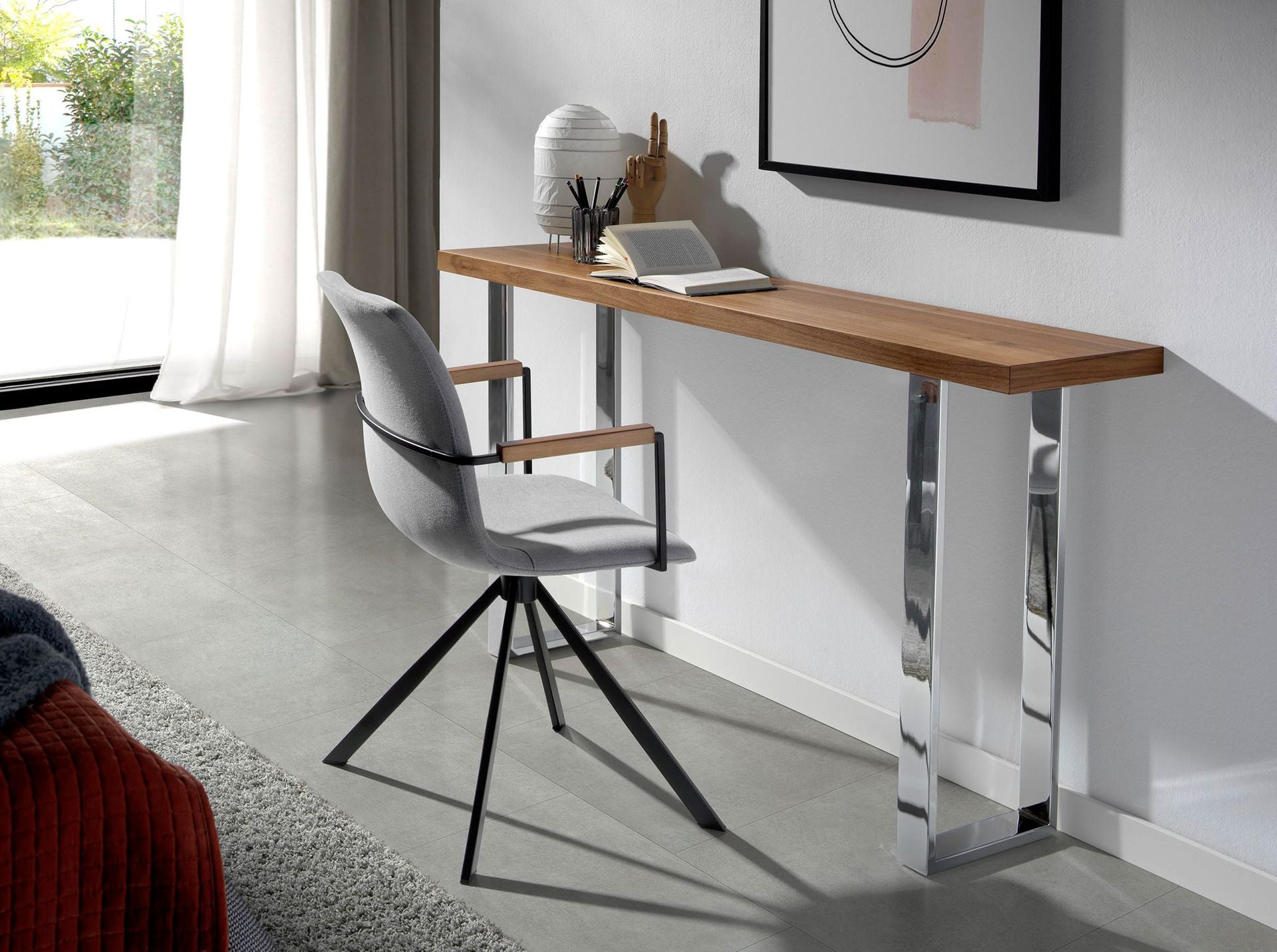 Silla giratoria tela gris oscuro