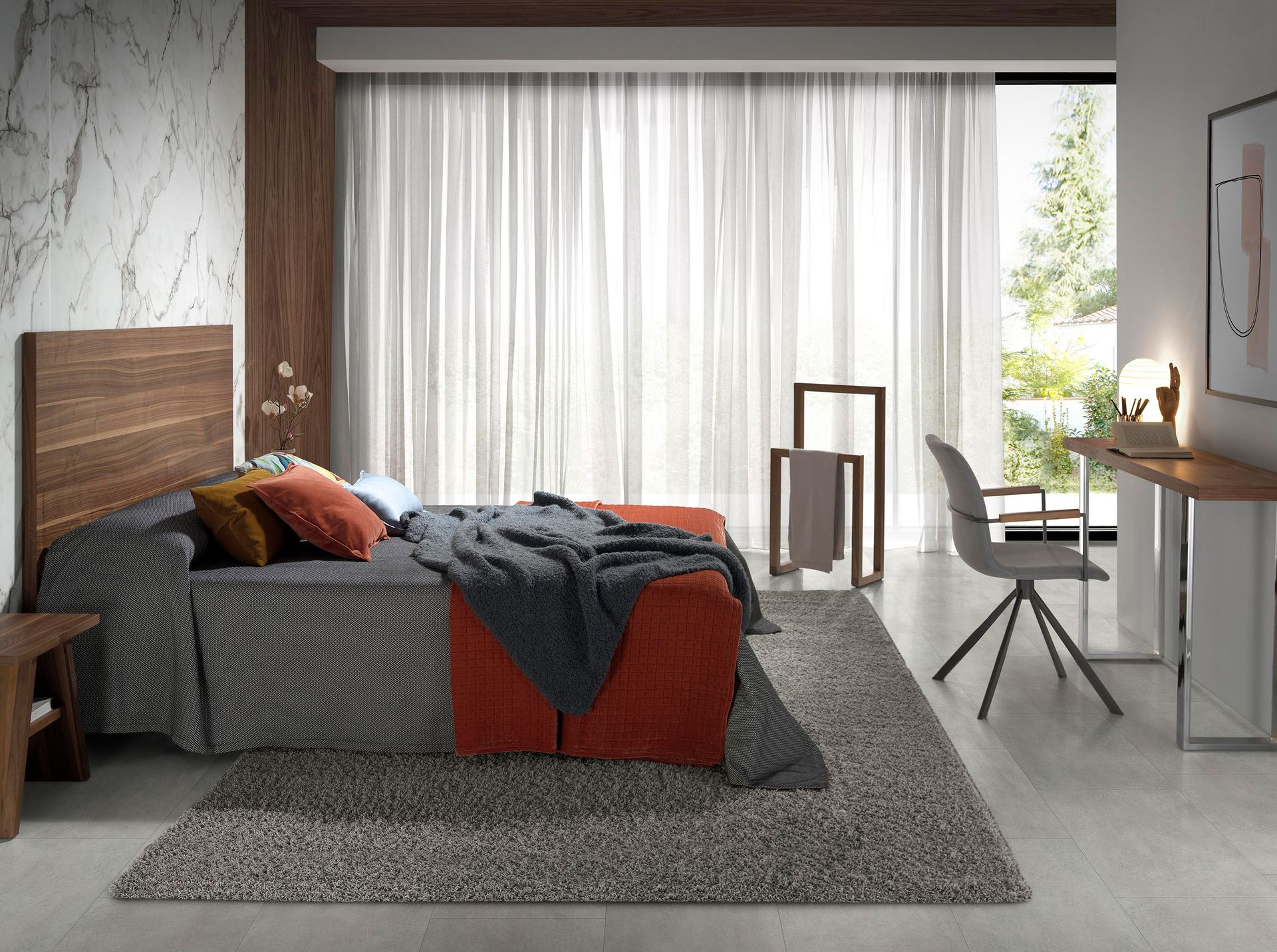 Silla giratoria tela gris oscuro