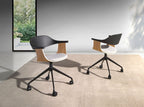 Silla oficina giratoria tela gris claro y pvc negro