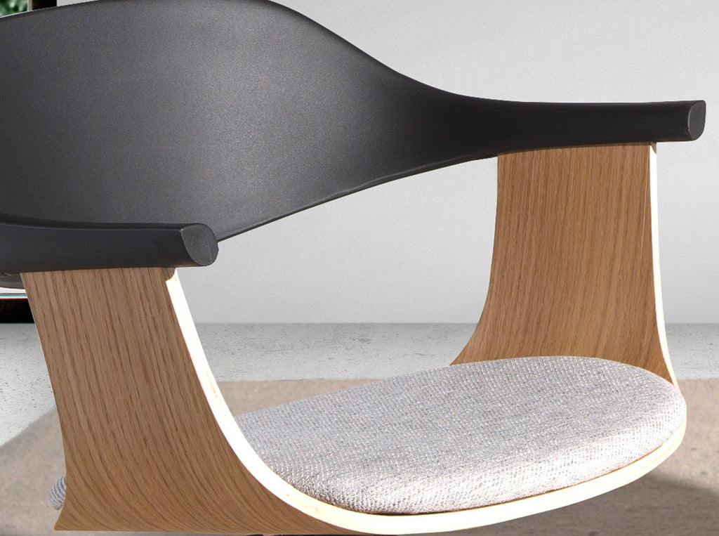 Silla oficina giratoria tela gris claro y pvc negro
