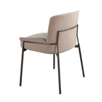 Silla tela gris y terciopelo marrón