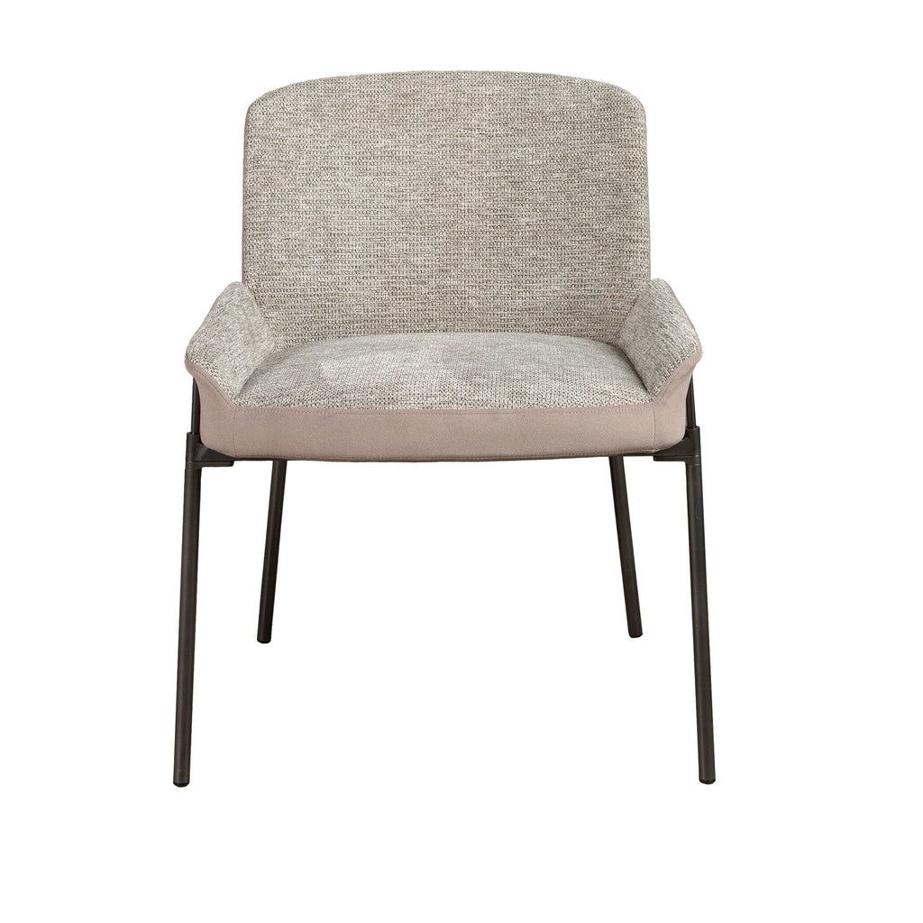 Silla tela gris y terciopelo marrón
