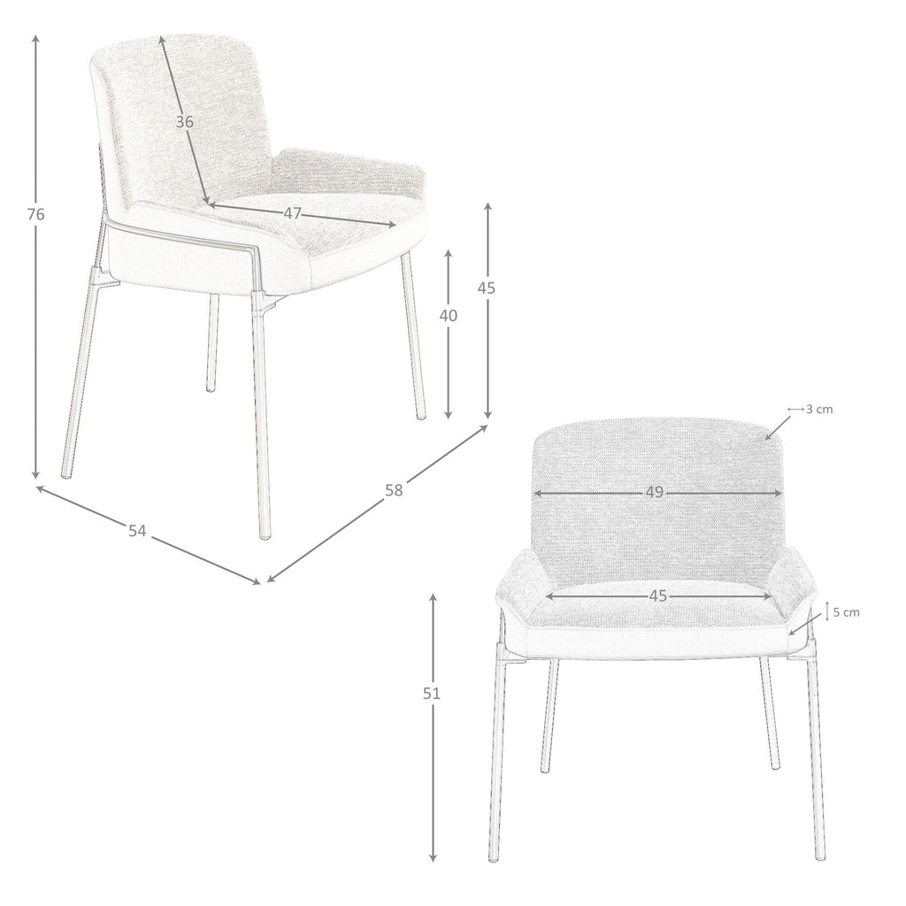 Silla tela gris y terciopelo marrón