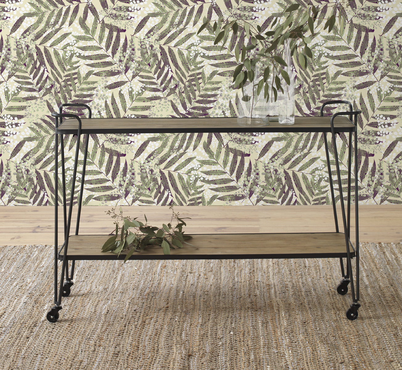 MUEBLE AUXILIAR MADERA DE ABETO Y HIERRO