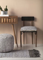 POUF REDONDO PIEL Y ALGODON 45 DIAM. X 35 CM