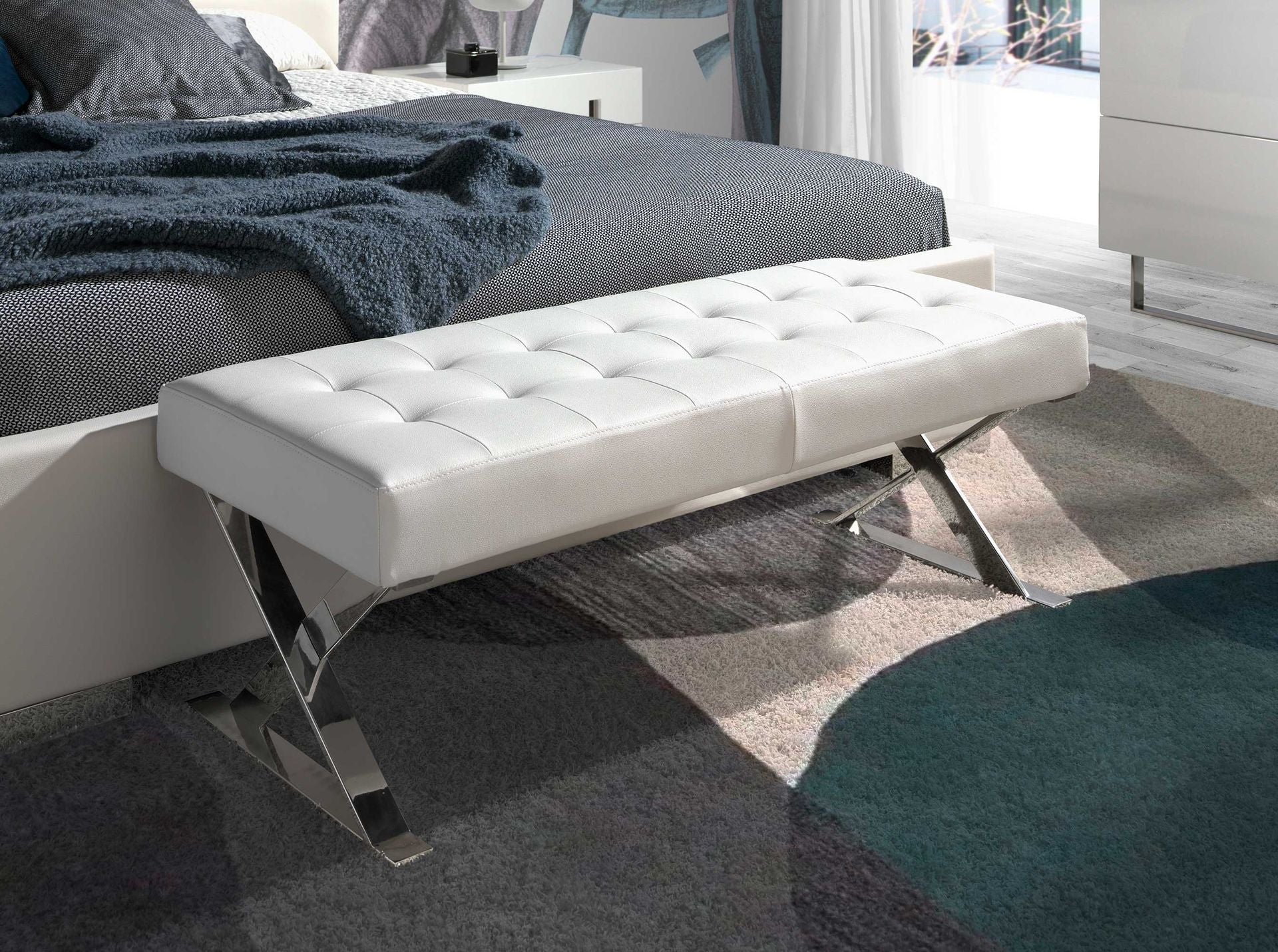 Banqueta polipiel blanco