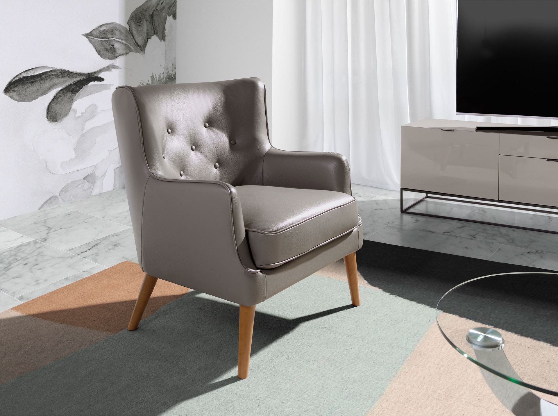 Sillón Chester piel gris oscuro