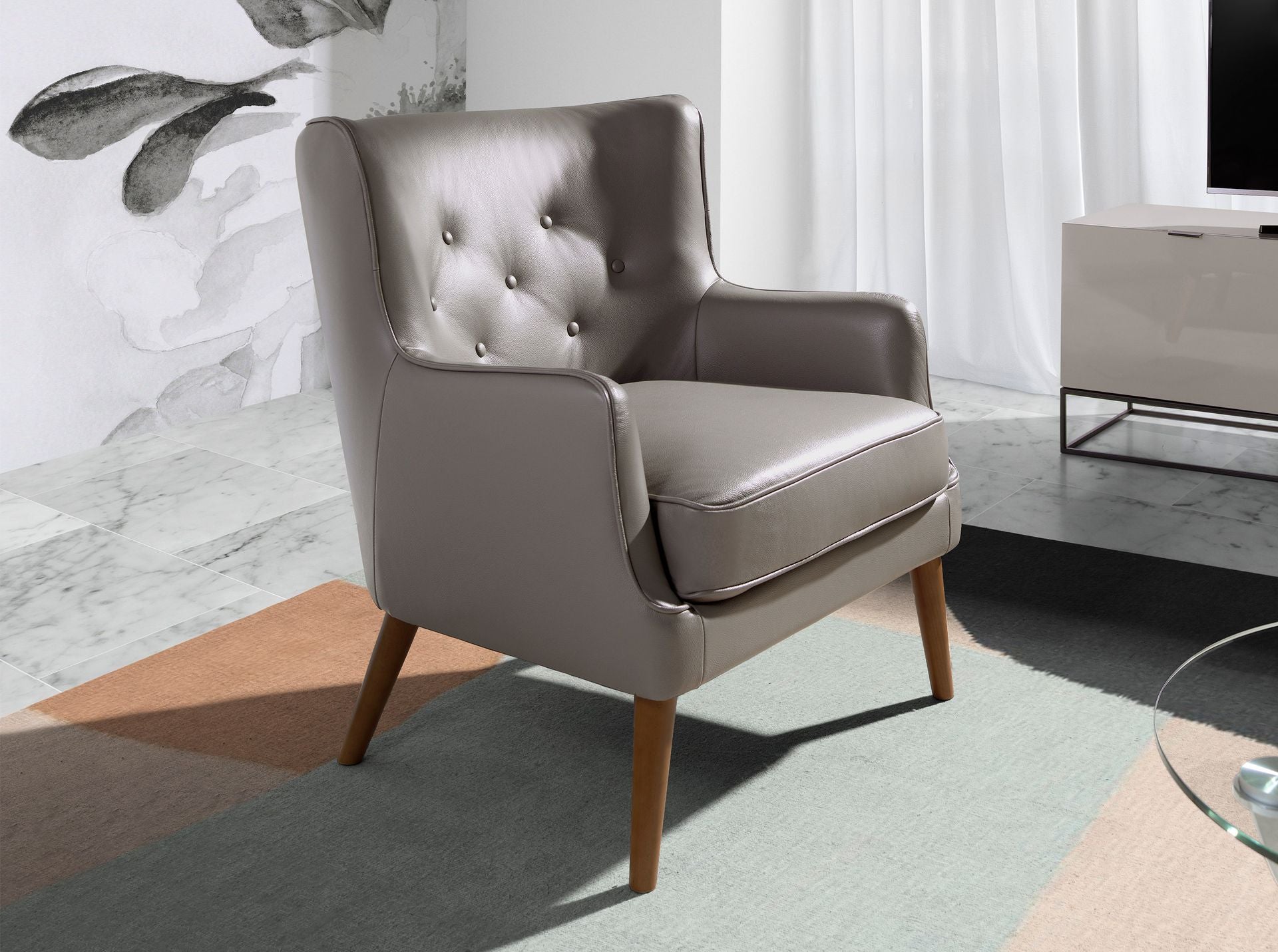 Sillón Chester piel gris oscuro