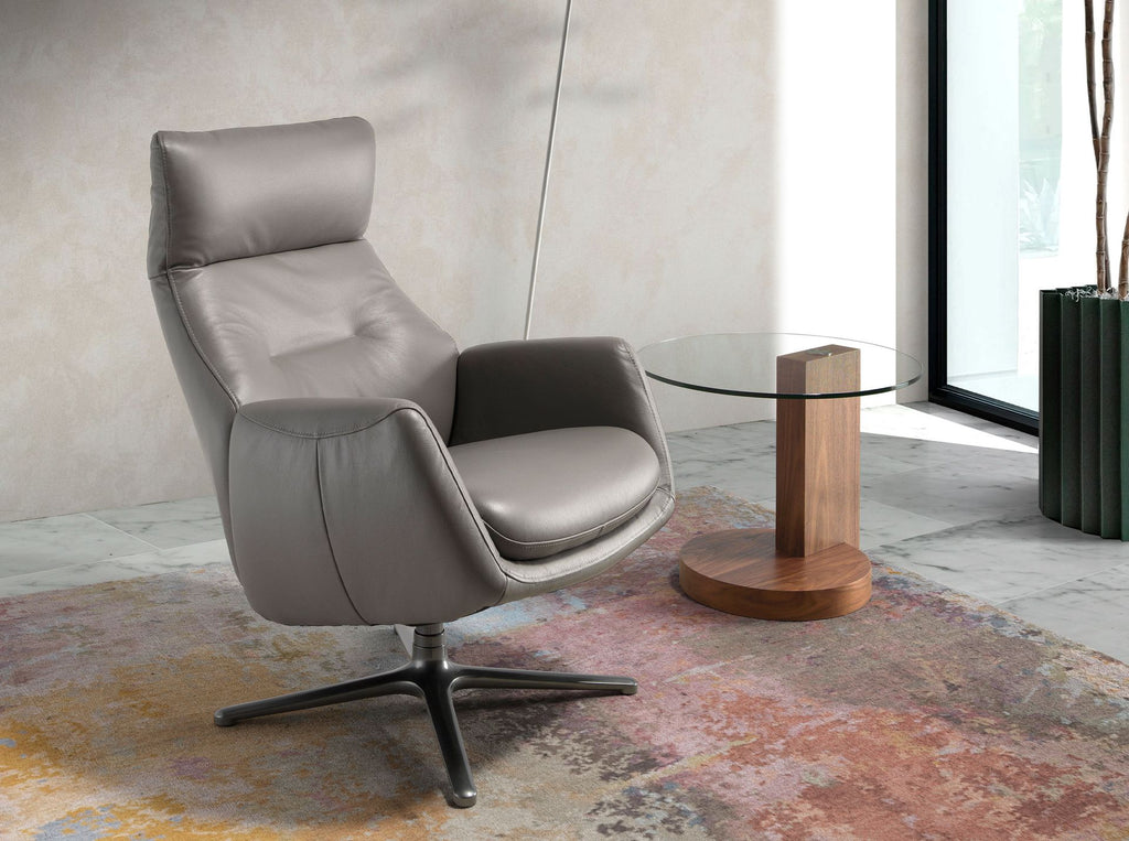 Sillón giratorio reclinable piel gris oscuro