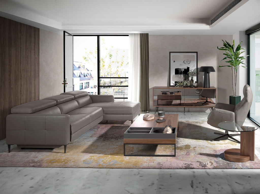 Sillón giratorio reclinable piel gris oscuro