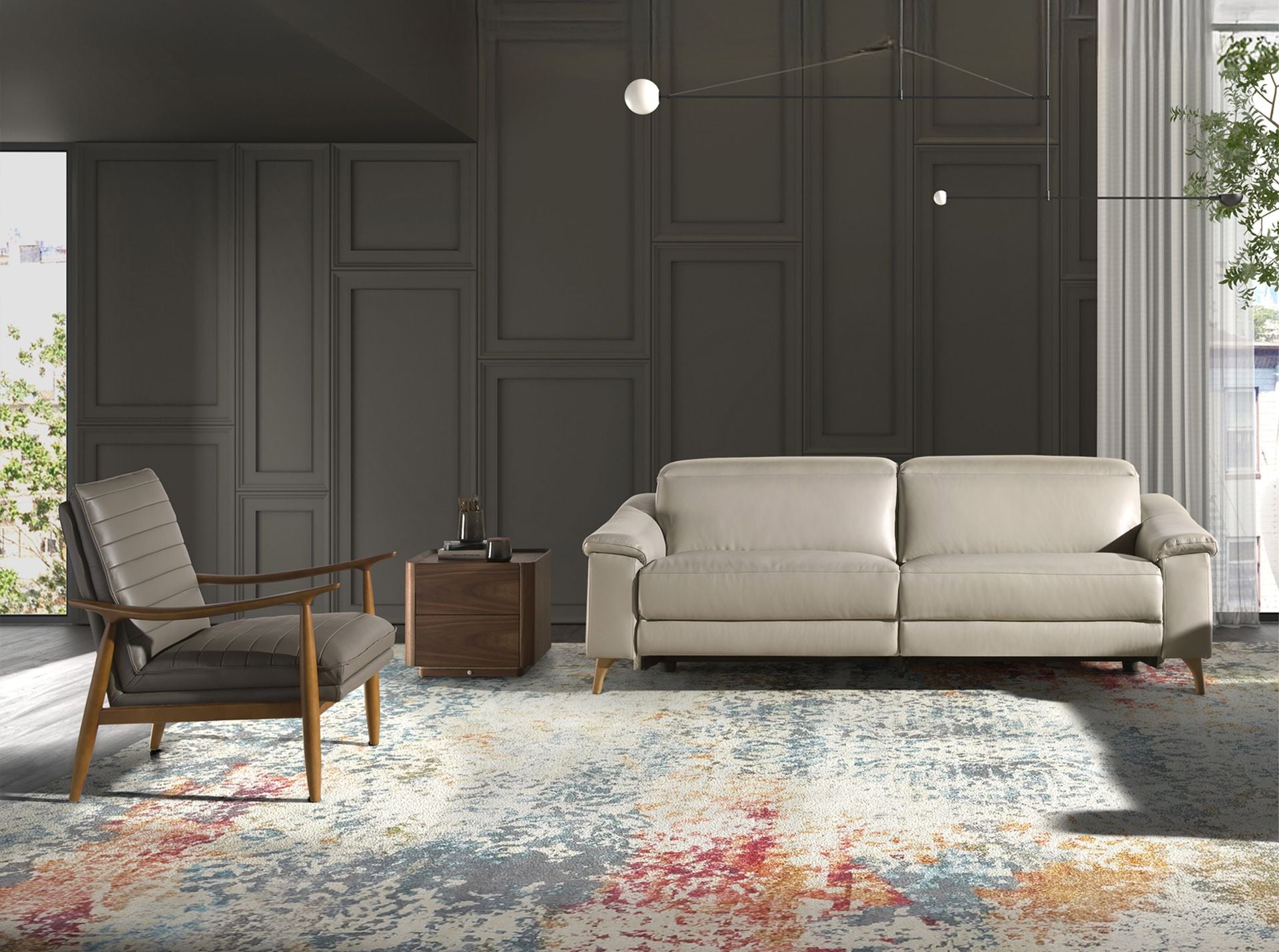 Sillón piel gris oscuro