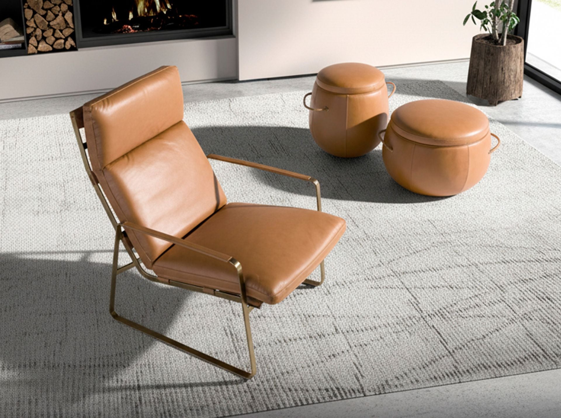 Sillón piel camel