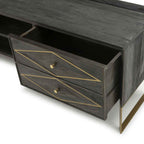 Mueble TV 176x45x55 Madera Gris/Metal Dorado