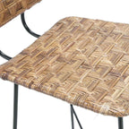 Taburete 41x55x98 Metal Negro/Mimbre Natural