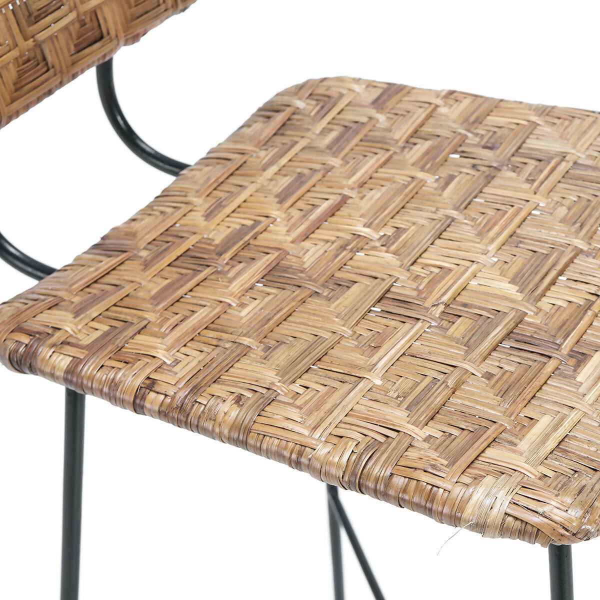 Taburete 41x55x98 Metal Negro/Mimbre Natural
