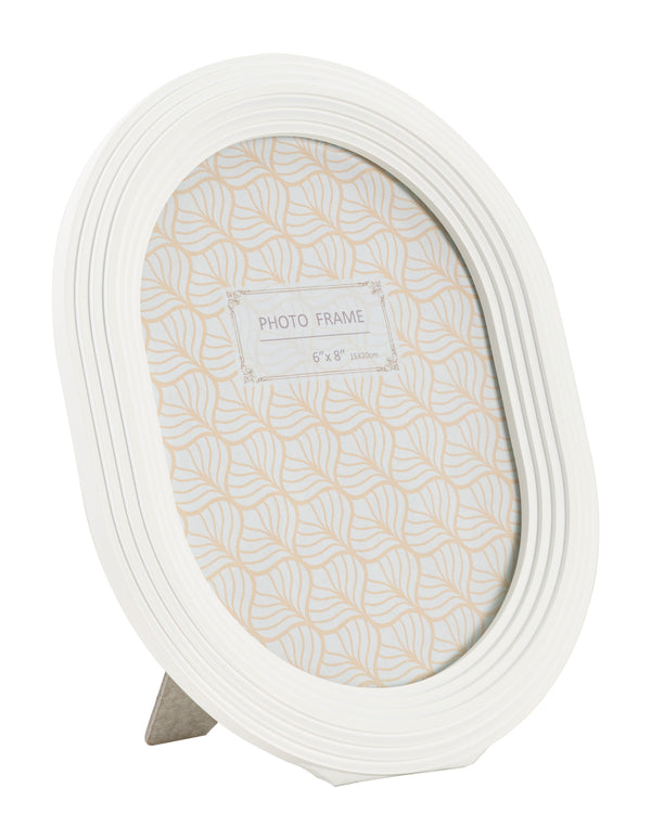 Marco oval de resina blanca 20x2x25 cm