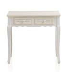 CONSOLA 2 CAJONES MADERA BLANCO SOBRE Y FRONTIS EN CREMA