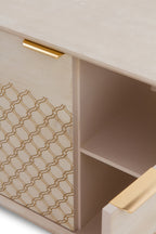 COMODA 2 PUERTAS CHAPADO EN ROBLE ACABADO EN MARFIL