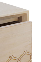 MESITA DE NOCHE 2 CAJONES CHAPADO EN ROBLE ACABADO EN MARFIL