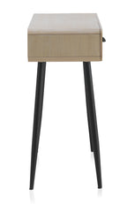 CONSOLA MADERA NATURAL PATAS METALICAS NEGRAS