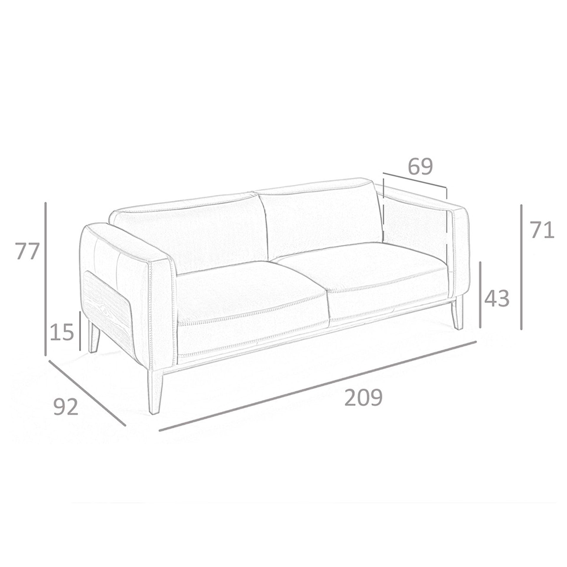 Sofá 3 plazas piel visón