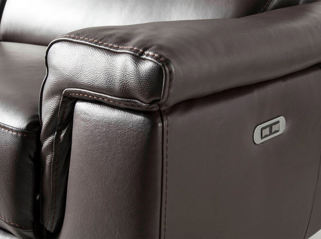 Sofá relax 3 plazas piel marrón chocolate