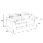 Sofá relax 3 plazas piel marrón chocolate