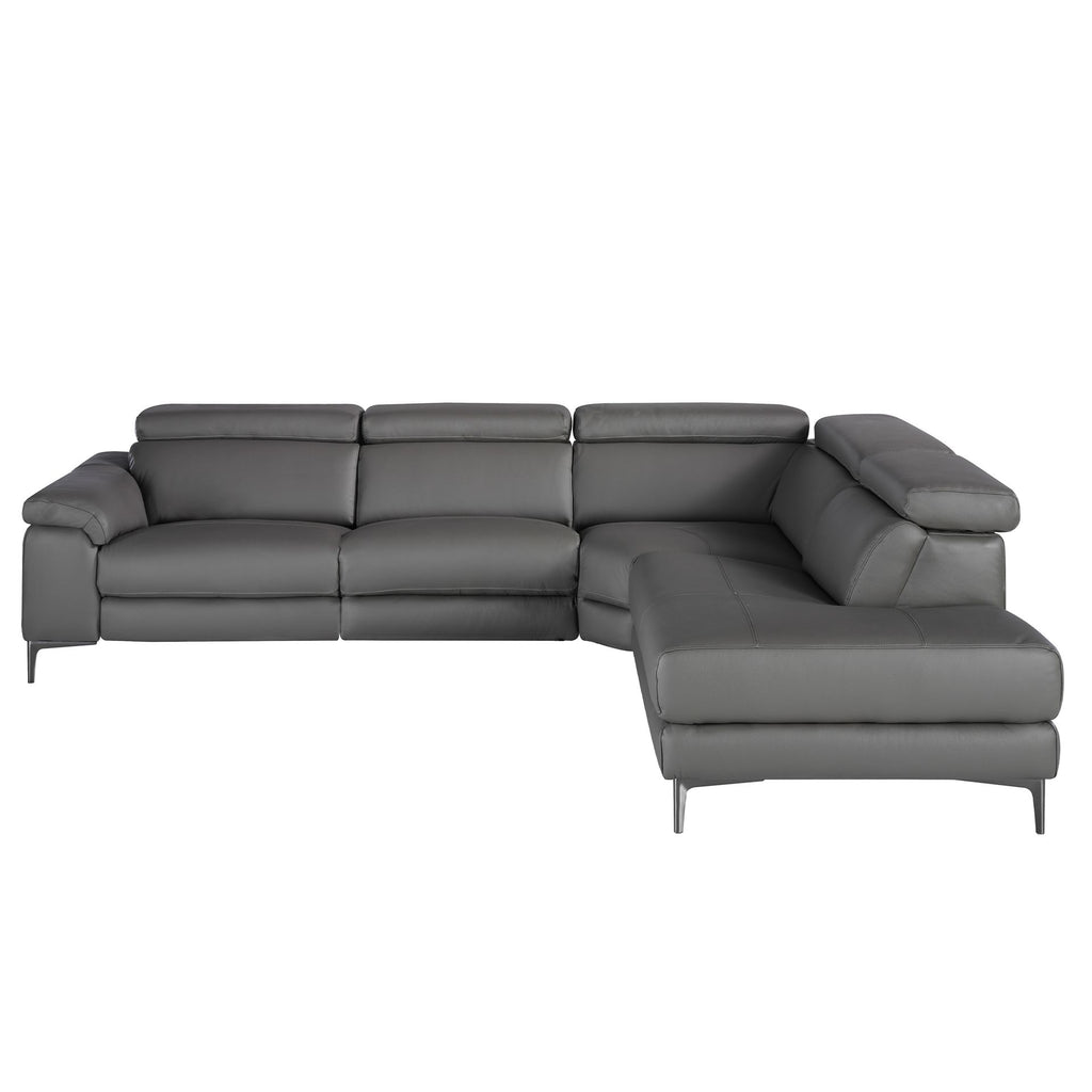Sofá chaise longue relax derecha piel gris oscuro