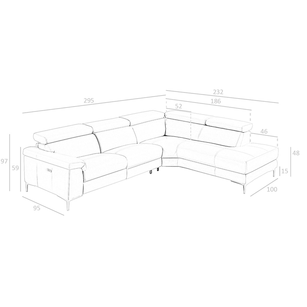 Sofá chaise longue relax derecha piel gris oscuro