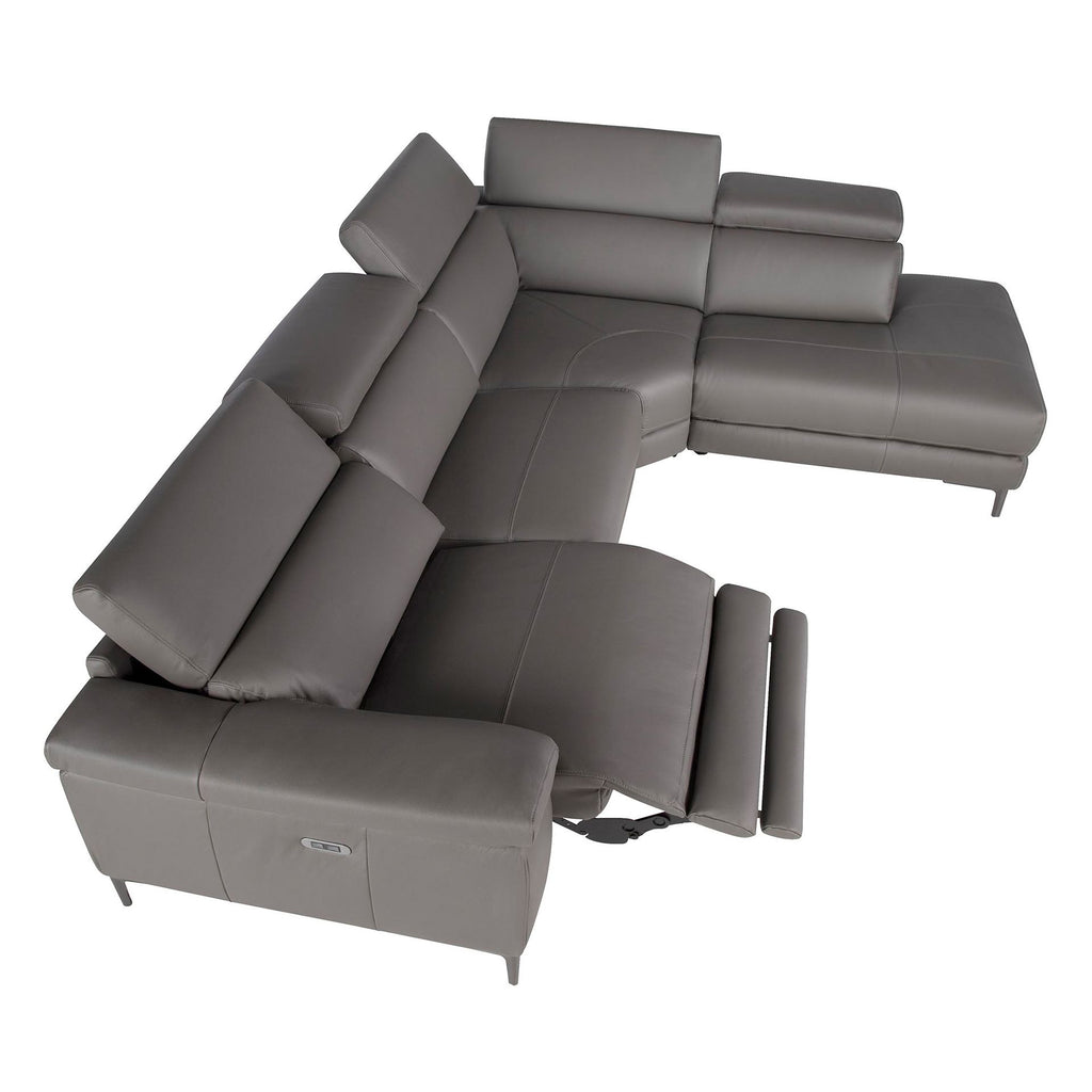Sofá chaise longue relax derecha piel gris oscuro