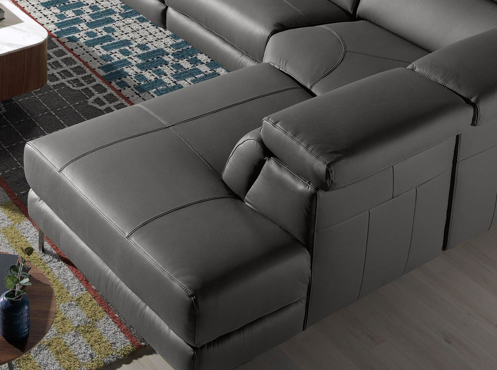 Sofá chaise longue relax derecha piel gris oscuro