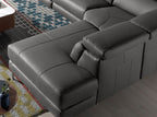 Sofá chaise longue relax derecha piel gris oscuro