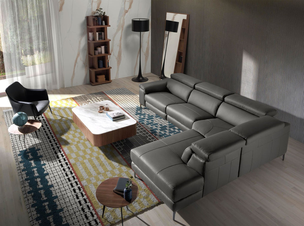 Sofá chaise longue relax derecha piel gris oscuro