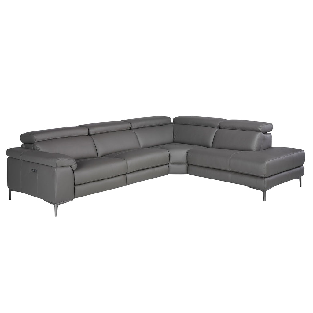 Sofá chaise longue relax derecha piel gris oscuro