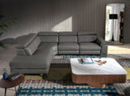 Sofá chaise longue relax derecha piel gris oscuro