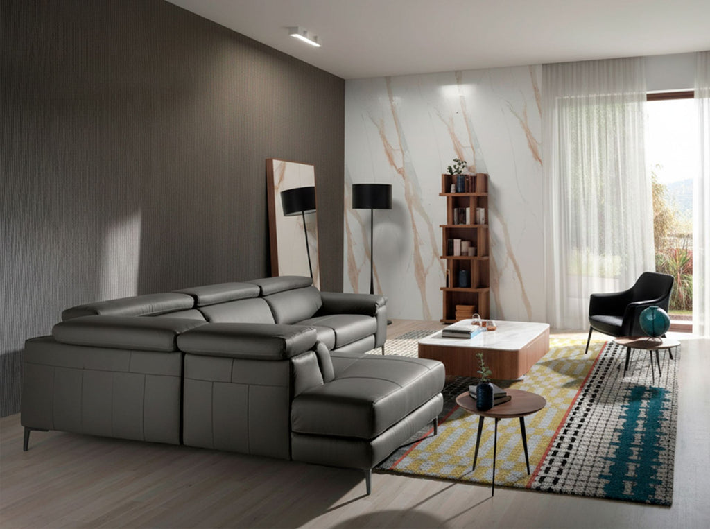 Sofá chaise longue relax derecha piel gris oscuro