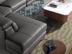 Sofá chaise longue relax derecha piel gris oscuro