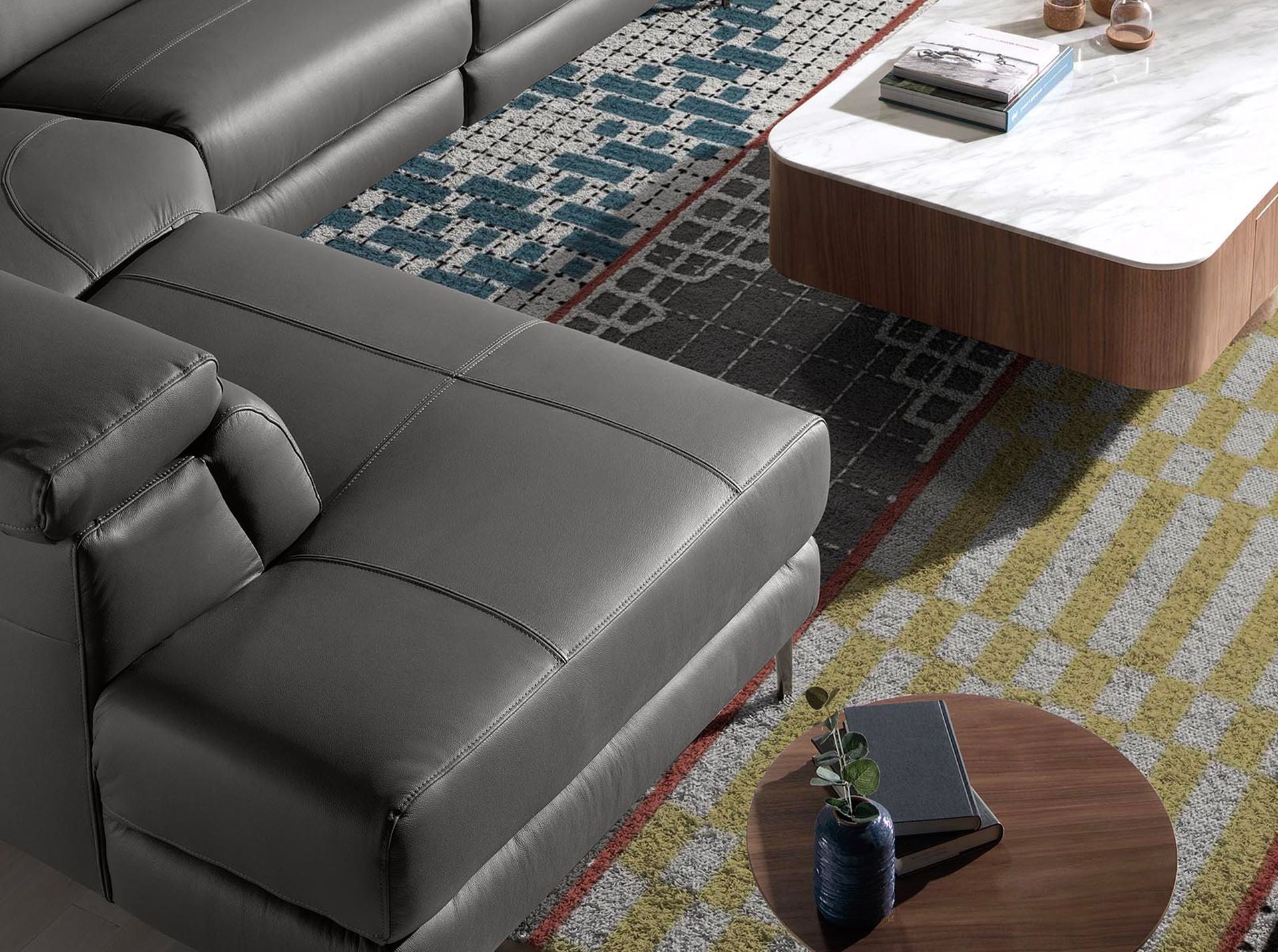 Sofá chaise longue relax derecha piel gris oscuro