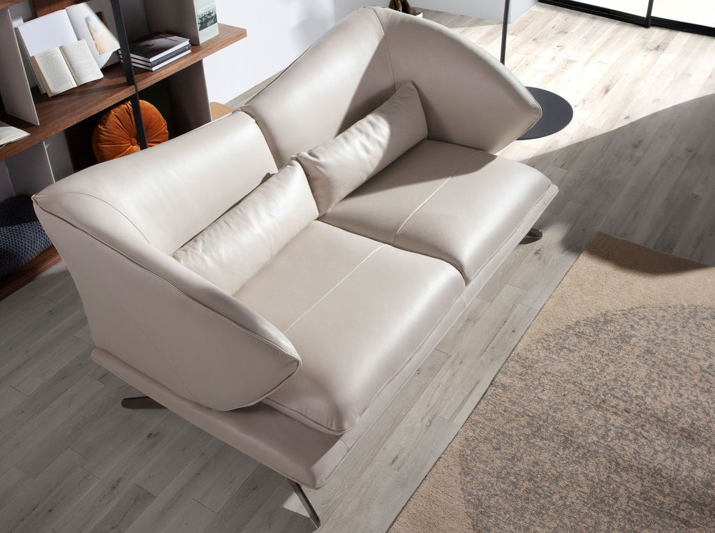 Sofá 2 plazas piel gris taupe