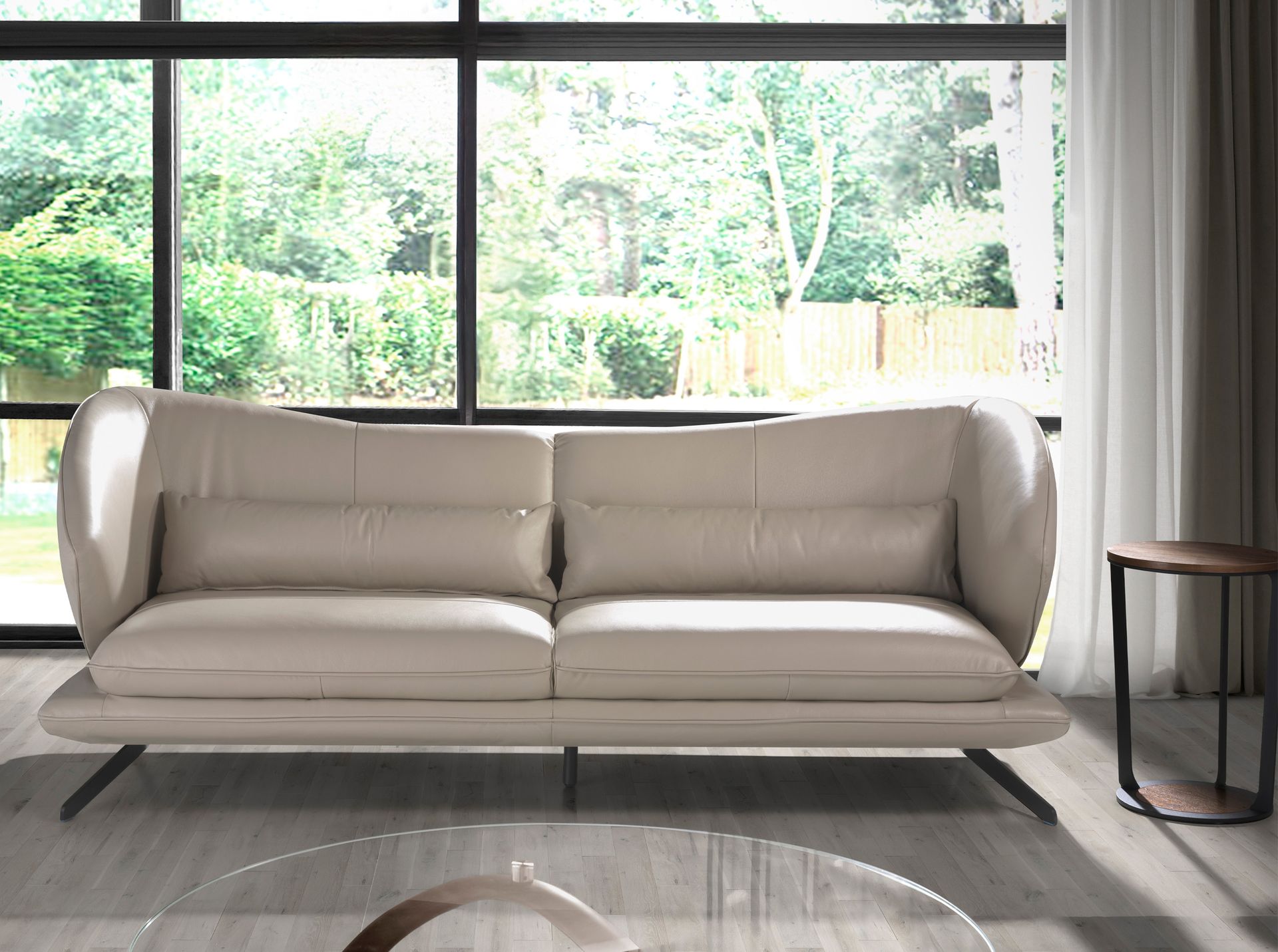 Sofá 2 plazas piel gris taupe
