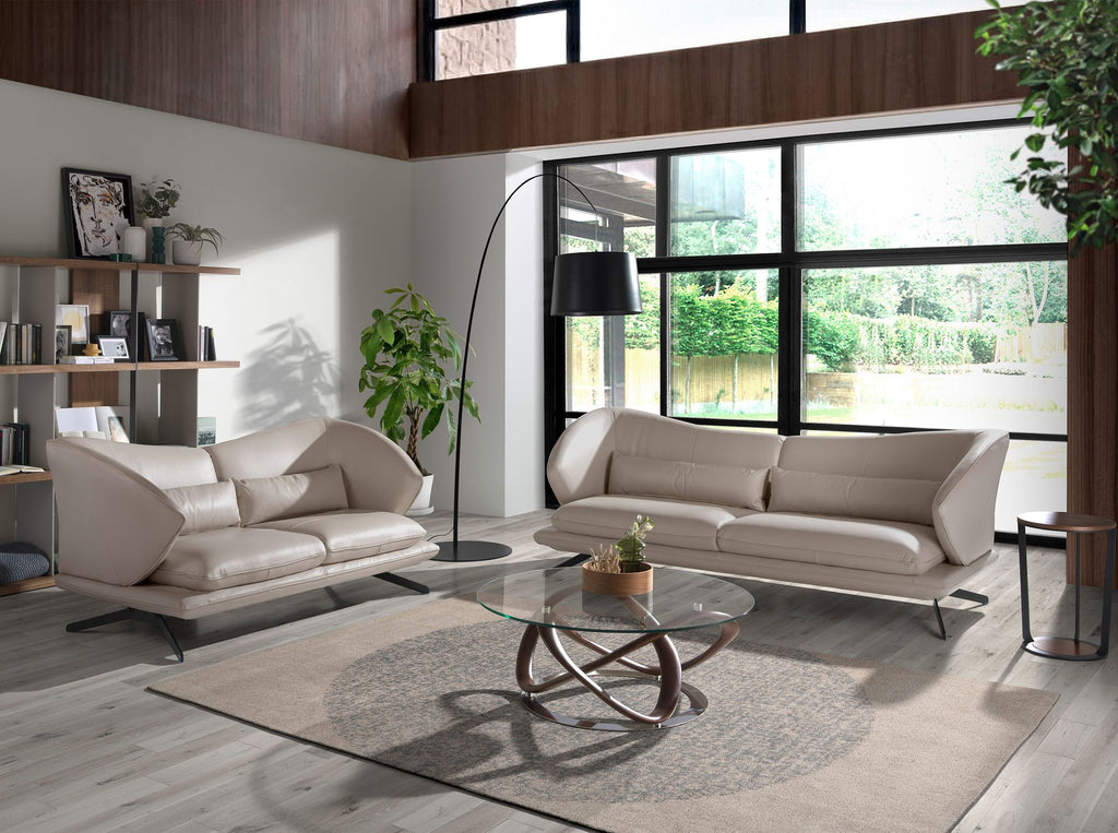 Sofá 2 plazas piel gris taupe