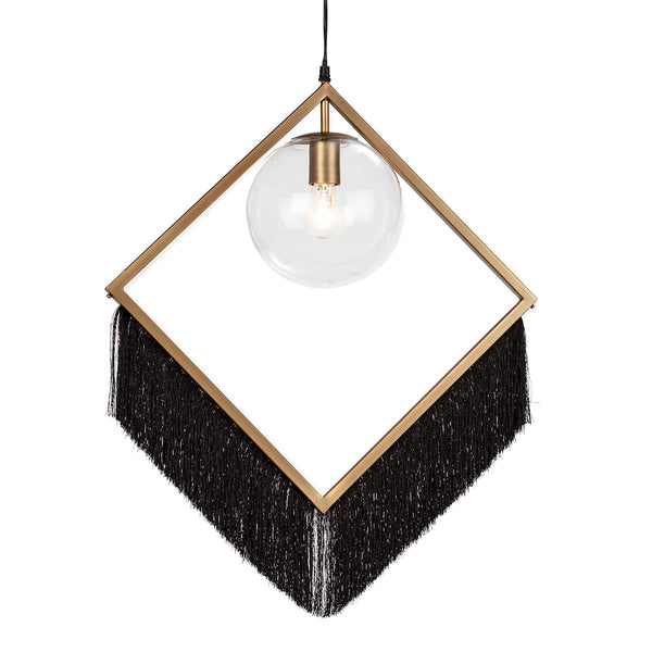 Lámpara de techo 57x20x80 cm de cristal, metal dorado y tela negra