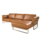 Sofá chaise longue izquierda piel camel
